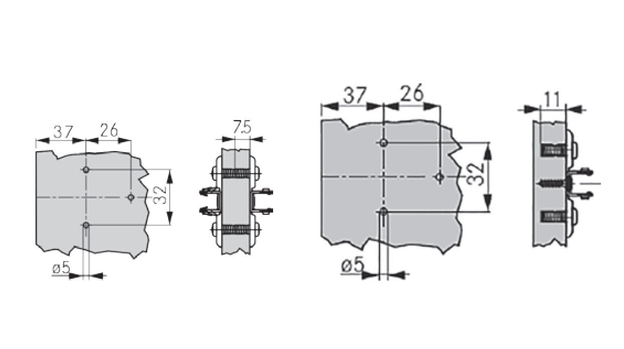Quick ECO cross mounting plate, 3-point fixing, expansion dowel 11 mm installation Quick ECO cross mounting plate, 3-point fixing, expansion dowel 11 mm