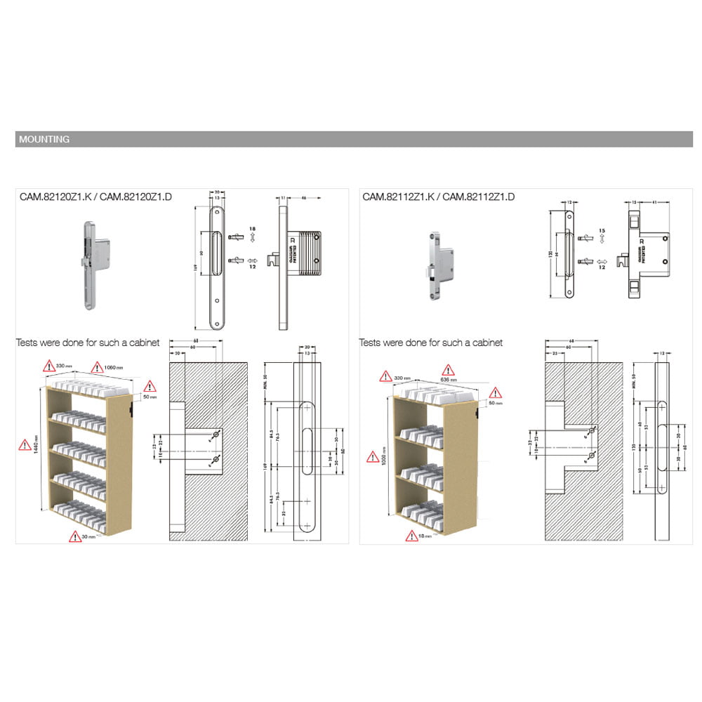 cam821_scheme Cabinet hangers 821 mounted in the side panel