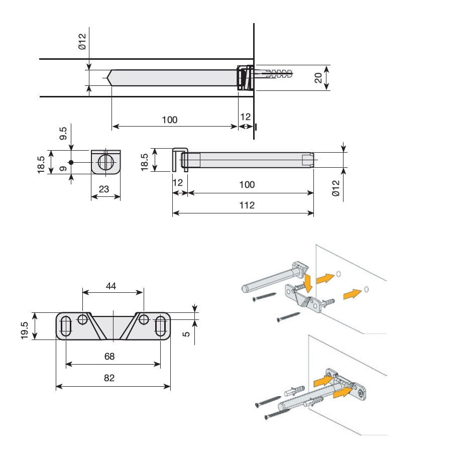 scheme Concealed shelf support