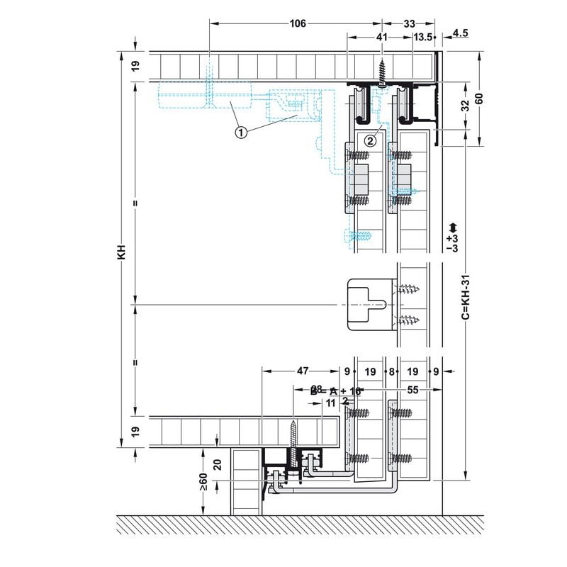 combino_2035MF_scheme Sliding doors system "Eku Combino 20/35 MF"